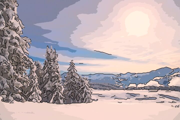 Arte digital titulada "Blanket Of Snow" por Jack Cash Jr, Obra de arte original, Pintura Digital