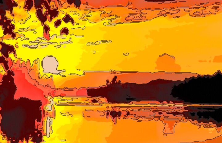 Arts numériques intitulée "Maximum Sunset" par Jack Cash Jr, Œuvre d'art originale, Peinture numérique
