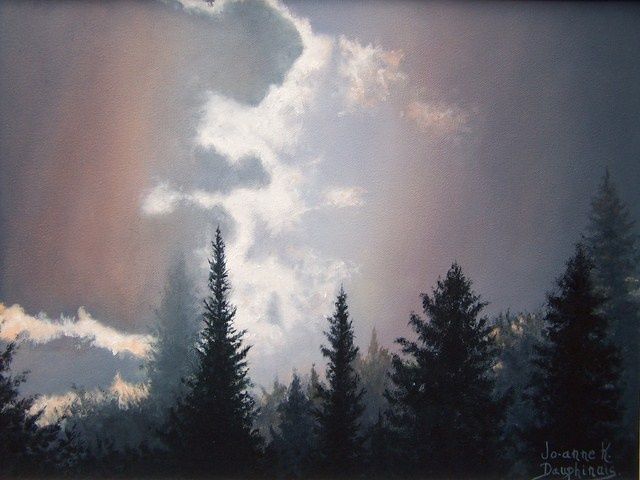 Malerei mit dem Titel "Entre deux nuages" von Johanne K Dauphinais, Original-Kunstwerk, Andere
