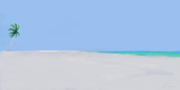 Painting titled "Lone Palm Beach" by Jeff Kiess, Original Art, Oil
