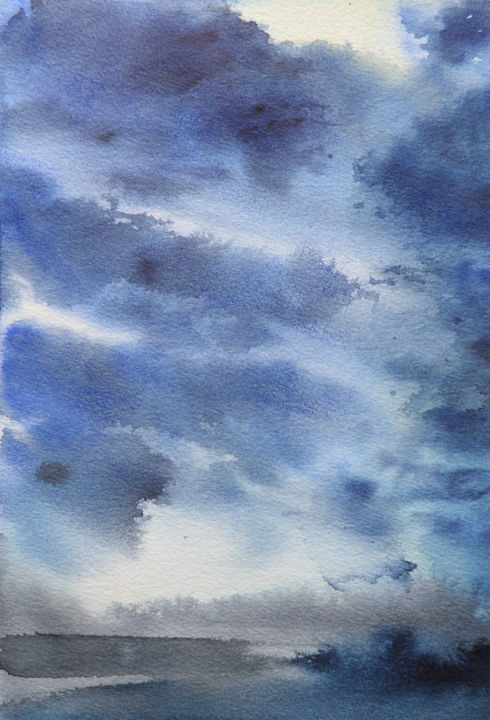 Malarstwo zatytułowany „Sky” autorstwa Julia Kochetova, Oryginalna praca, Akwarela