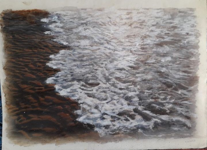 Painting titled "MER ET SABLE" by Jean Louis Biaujeaud, Original Artwork, Acrylic