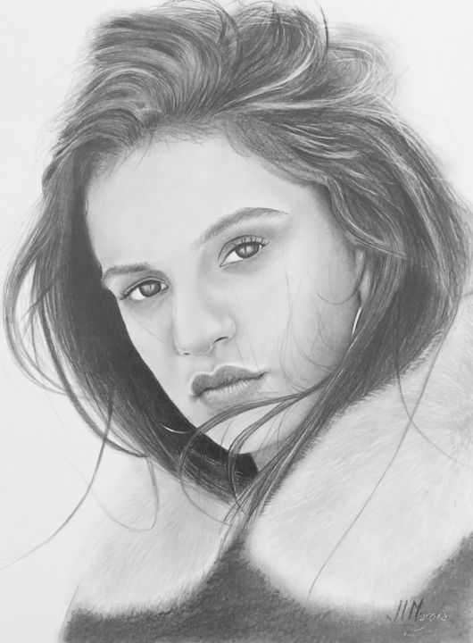 Drawing titled "Rosalía" by Jl. Margrà, Original Artwork, Pencil