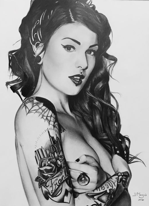 Drawing titled "Tatoos" by Jl. Margrà, Original Artwork, Pencil