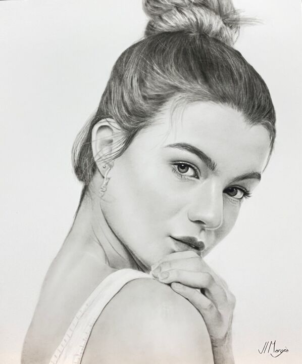 Drawing titled "Laia" by Jl. Margrà, Original Artwork, Charcoal