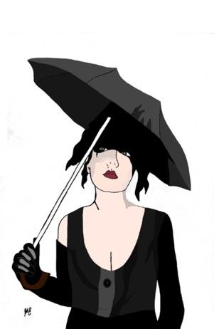 Рисунок под названием "Umbrella girl_copyd…" - Juan Landeros Basilio, Подлинное произведение искусства
