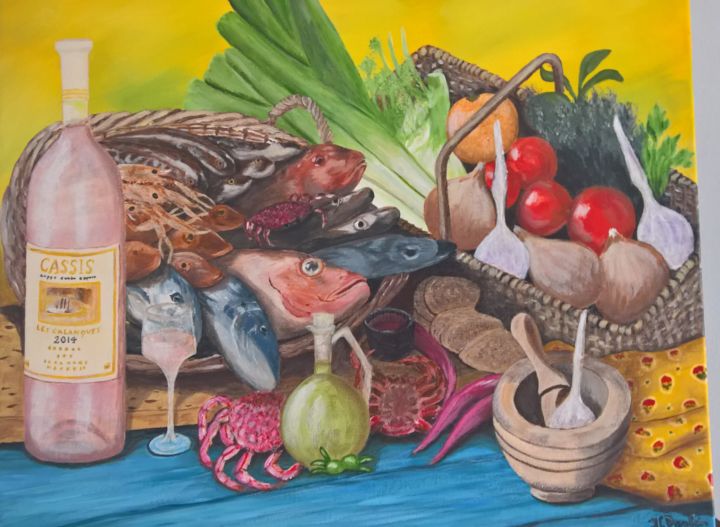 Peinture intitulée "la bouillabaisse" par Jean Luc Dambrin, Œuvre d'art originale, Acrylique Monté sur Châssis