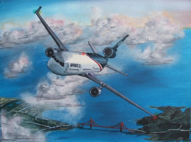 Painting titled "World MD-11 Over Go…" by Jerome Leluc, Original Artwork