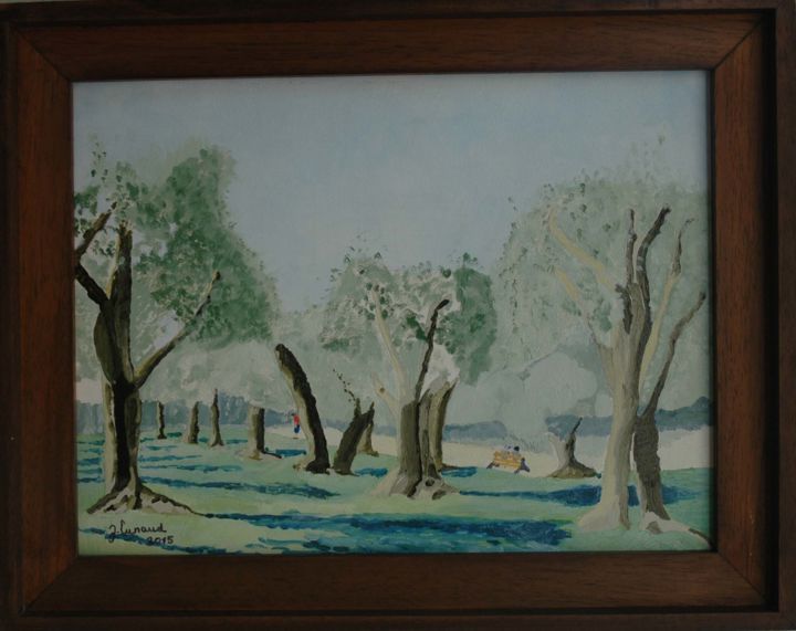 Pittura intitolato "oliviers-jardin-des…" da Jacques Lunaud, Opera d'arte originale, Olio