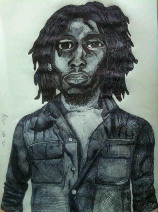Drawing titled "Bob Marley" by Jessica Lan Ying Davies, Original Artwork, Other
