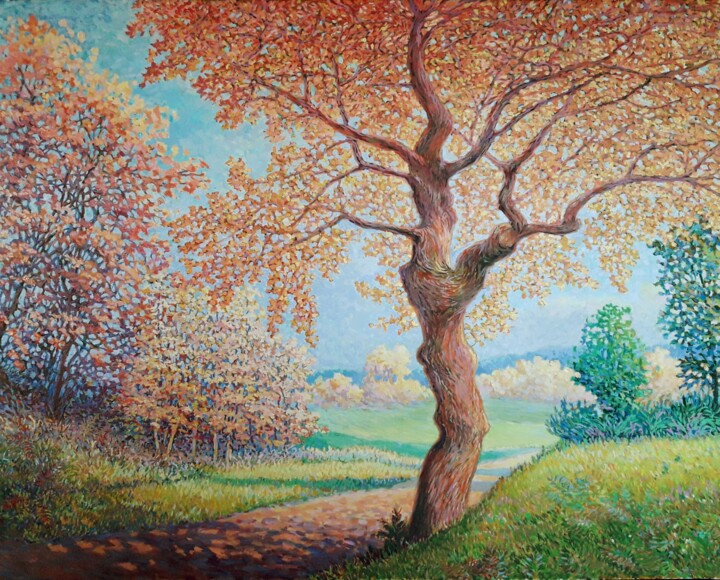Peinture intitulée "Le vieux chêne" par Jm Guenard, Œuvre d'art originale, Huile