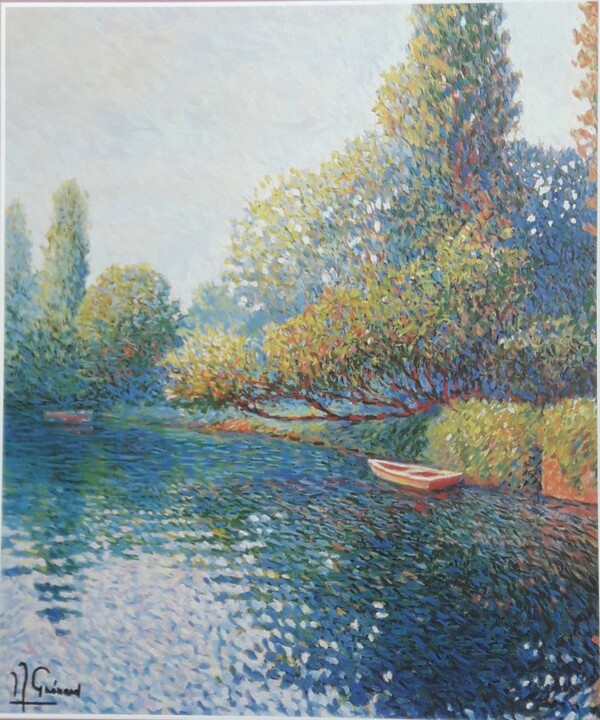 Painting titled "Bord de Seine" by Jm Guenard, Original Artwork, Oil