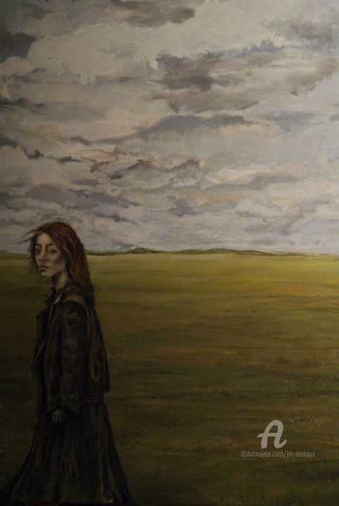 Peinture intitulée "fille qui nous quit…" par Jean-Michel Mahaux, Œuvre d'art originale