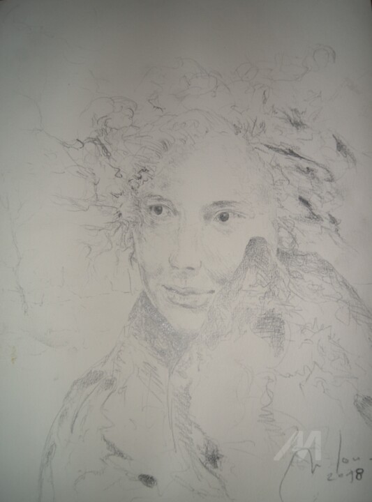 Drawing titled "femme pose" by Jean-Michel Mahaux, Original Art, Pencil