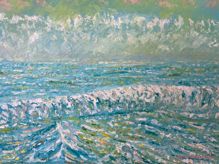 Painting titled "Bord de mer Isolella" by Jm Mariani, Original Artwork, Oil