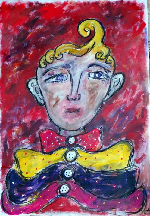 Painting titled "Le clown Vladimir" by Jean-Marc Zabouri, Original Artwork