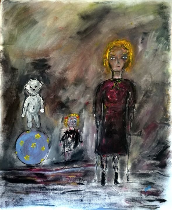 Painting titled "Polio, une petite f…" by Jean-Marc Zabouri, Original Artwork
