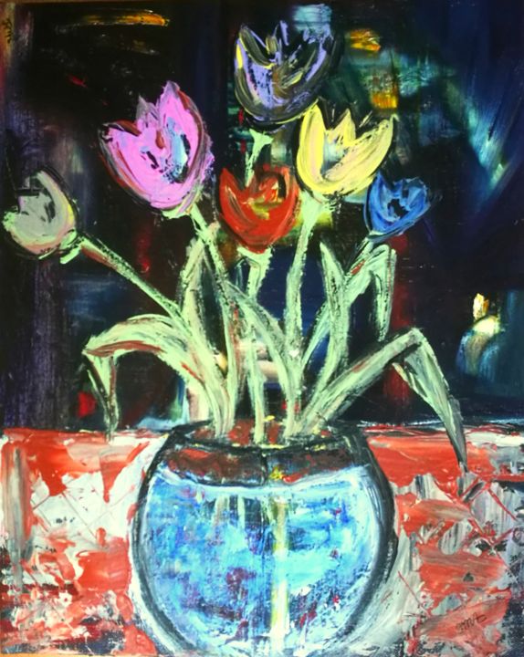 Painting titled "Tulipes" by Jean-Marc Zabouri, Original Artwork