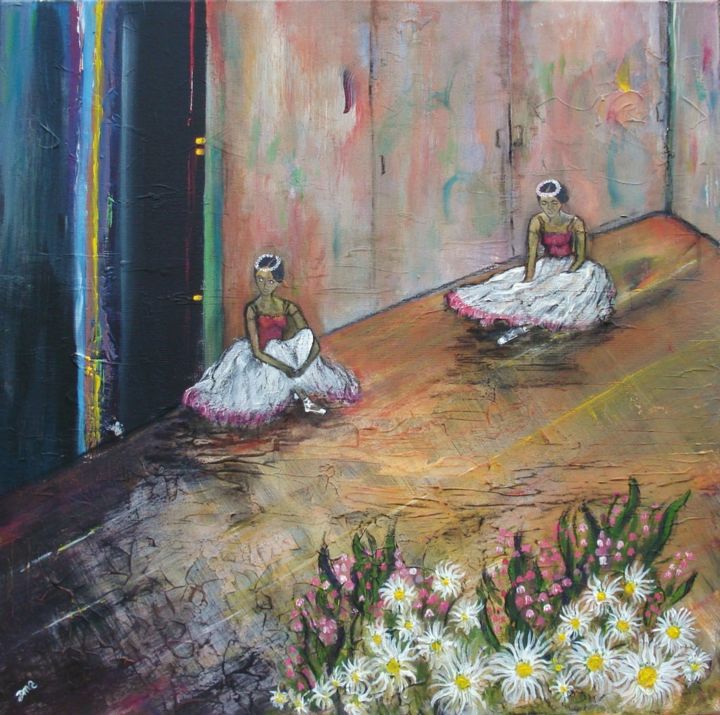 Schilderij getiteld "Le duo des fleurs" door Jean-Marc Zabouri, Origineel Kunstwerk, Acryl