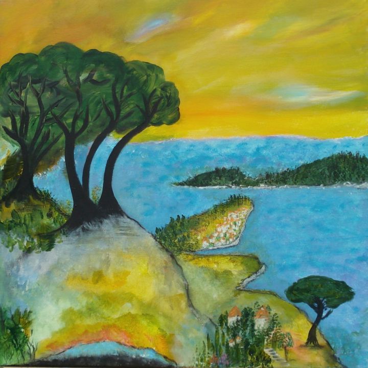 Painting titled "De Villefranche à M…" by Jean-Marc Zabouri, Original Artwork