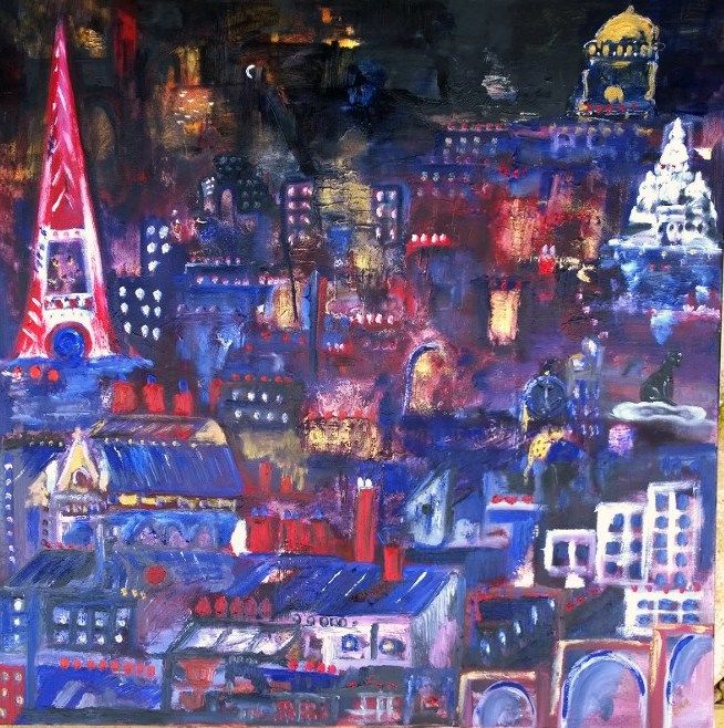 Painting titled "Les chats de Paris" by Jean-Marc Zabouri, Original Artwork