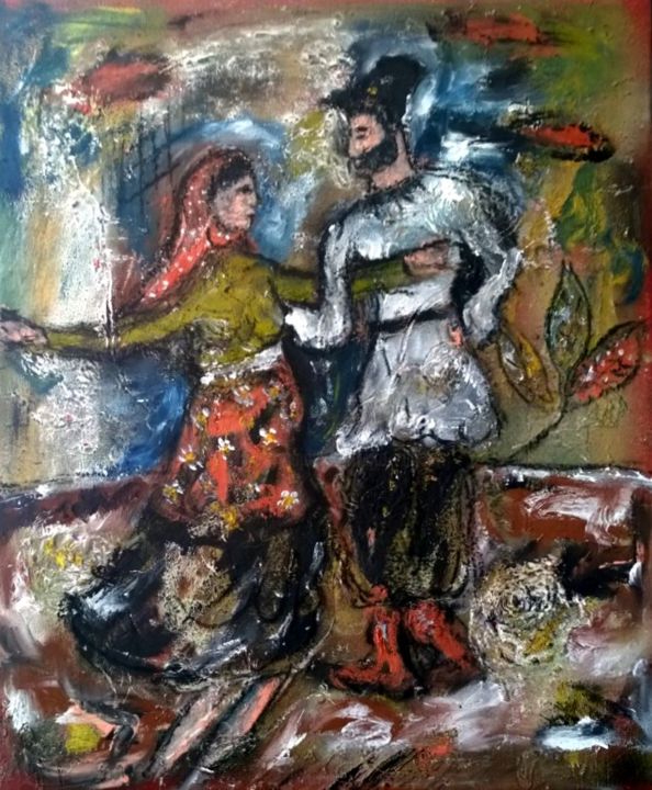 Pittura intitolato "Danse pour un heure…" da Jean-Marc Zabouri, Opera d'arte originale