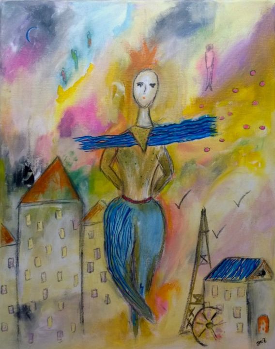 Painting titled "Costume parisien" by Jean-Marc Zabouri, Original Artwork, Acrylic