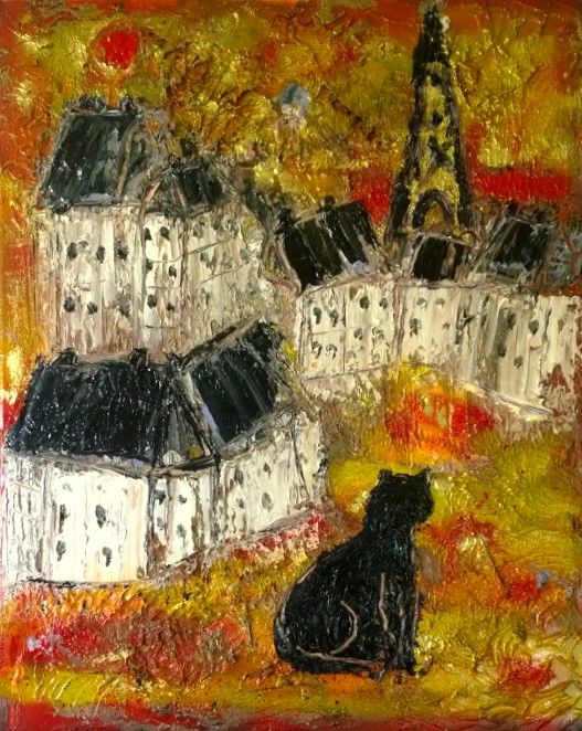 Painting titled "Le quartier du chat…" by Jean-Marc Zabouri, Original Artwork, Oil
