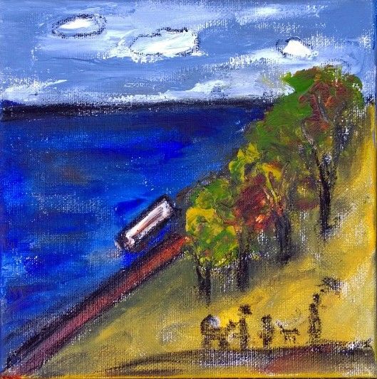 Painting titled "Promenade à Chatou" by Jean-Marc Zabouri, Original Artwork