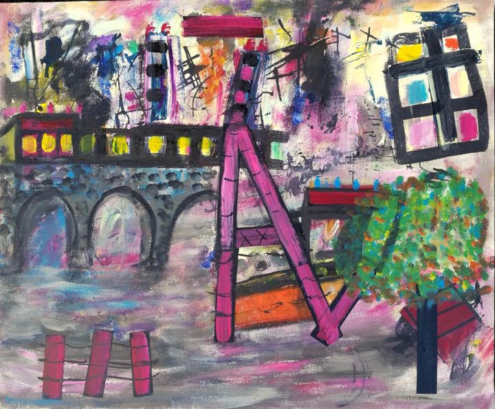 Painting titled "Paris atmosphère" by Jean-Marc Zabouri, Original Artwork