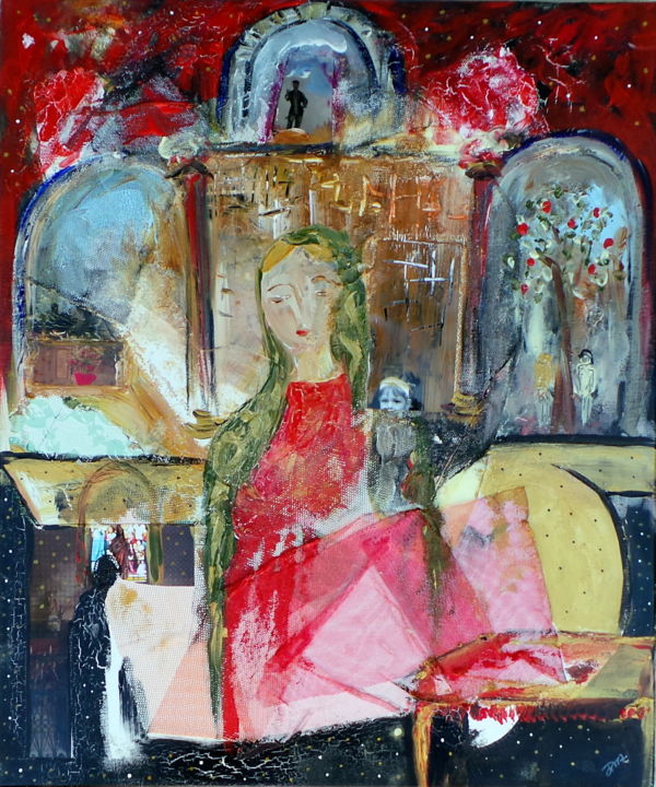 Malerei mit dem Titel "Vierge à l'enfant" von Jean-Marc Zabouri, Original-Kunstwerk