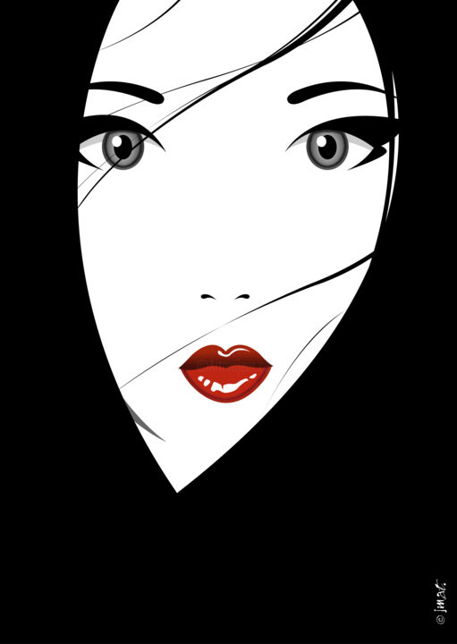 Arts numériques intitulée "Geisha.jpg" par Jmat, Œuvre d'art originale, Travail numérique 2D