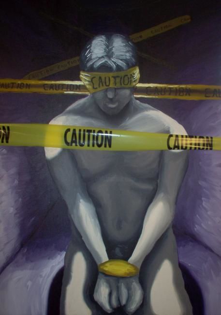 Malerei mit dem Titel "Caution" von Jason Mclarty, Original-Kunstwerk