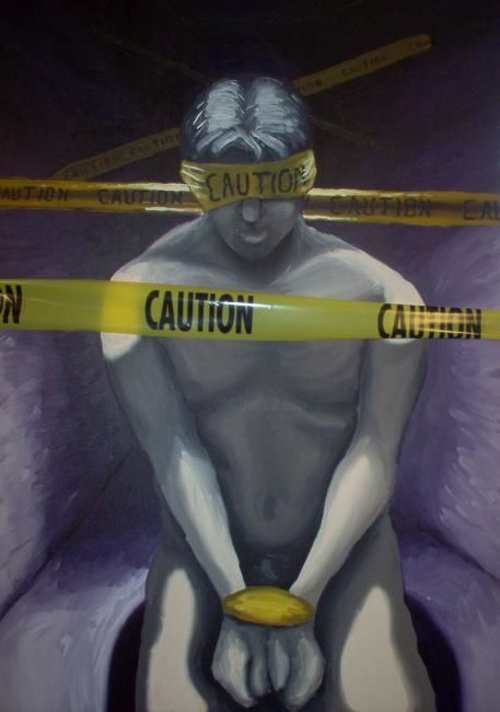 Painting titled "Caution" by Jason Mclarty, Original Art,