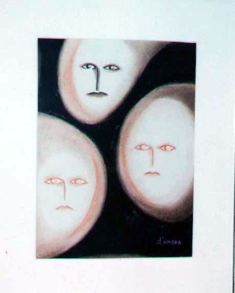 Painting titled "3 autres personnages" by Jean Marc D'Ambra, Original Artwork