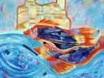 Painting titled "Poissons sur Antibes" by Jean Marc D'Ambra, Original Artwork
