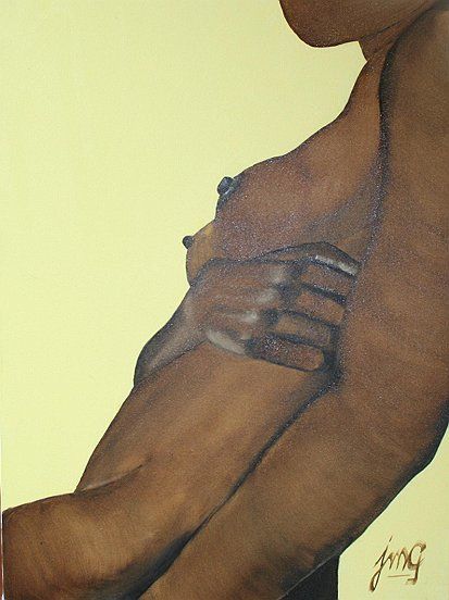 Peinture intitulée "nu femme noire" par Jmg, Œuvre d'art originale,