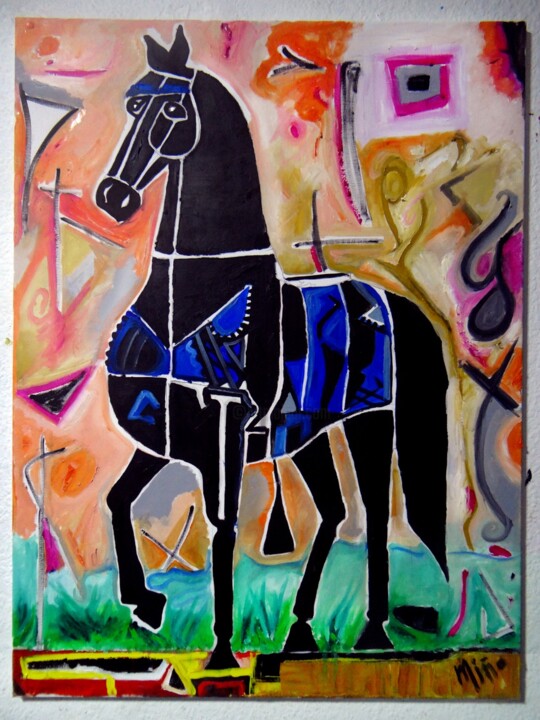 Painting titled ""Caballo 002"" by Jorge Miño, Original Artwork, Oil