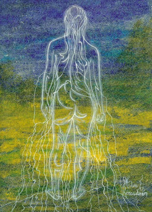 Malerei mit dem Titel "belle apparition" von Jean-Marc Kéraudren, Original-Kunstwerk, Öl