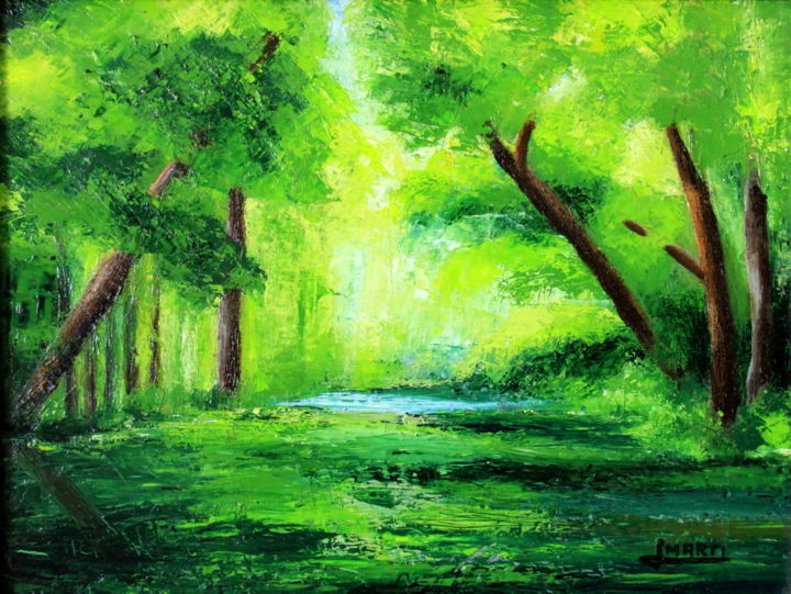 Peinture intitulée "Lago Verde" par Jaime Martí, Œuvre d'art originale, Huile