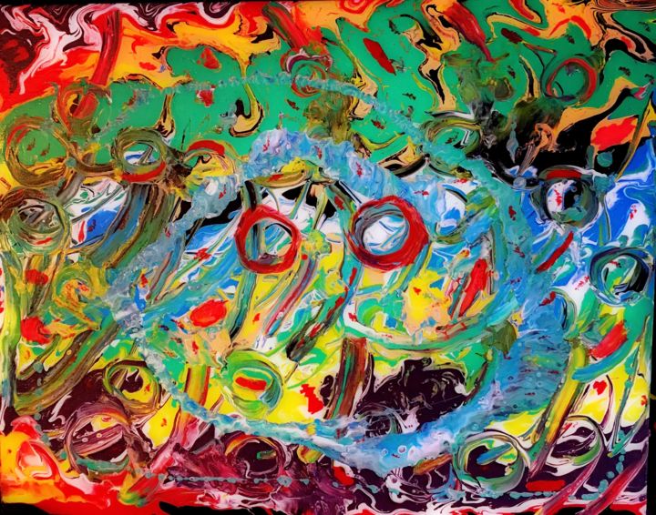 Картина под названием "Fear in the Forest" - Judith Mosley, Подлинное произведение искусства, Акрил