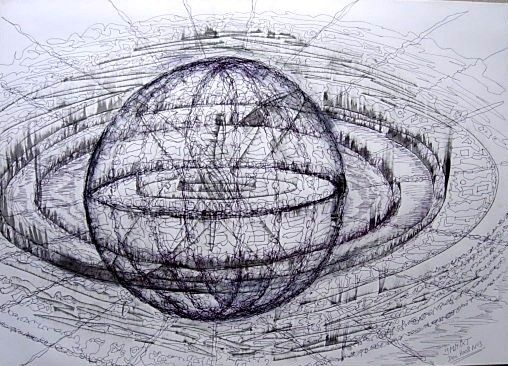 Pintura intitulada "3 -  la sphère" por Jmmixt, Obras de arte originais
