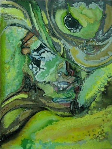 Painting titled "dans le vert" by Jmmixt, Original Artwork