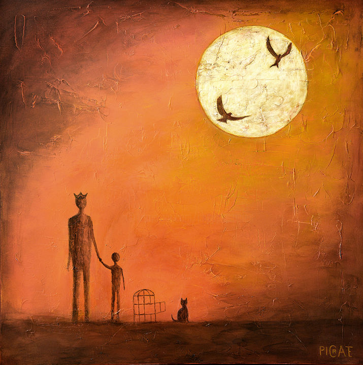 Peinture intitulée ""Libres à Jamais"" par Picrate, Œuvre d'art originale, Acrylique