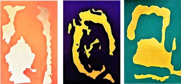 Painting titled "TRIO...RESIDUES OF…" by Jmsbell, Original Artwork, Acrylic Mounted on Wood Stretcher frame
