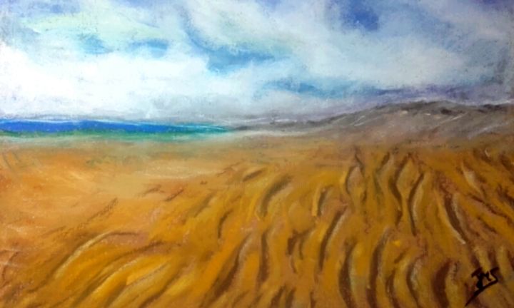 Painting titled "Desert de sable" by Jean-Marc Subira, Original Artwork, Pastel