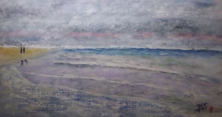Painting titled "Ocean Atlantique im…" by Jean-Marc Subira, Original Artwork, Pastel