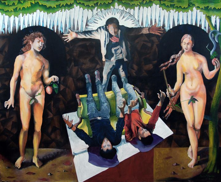Peinture intitulée "le renversement du…" par Brasier Jeanoel, Œuvre d'art originale, Huile