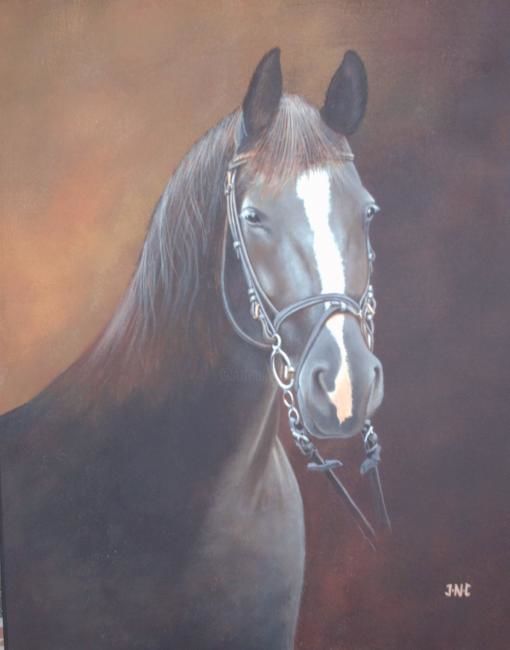 Painting titled "portrait du cheval…" by Jean-Noel Cognet, Original Artwork