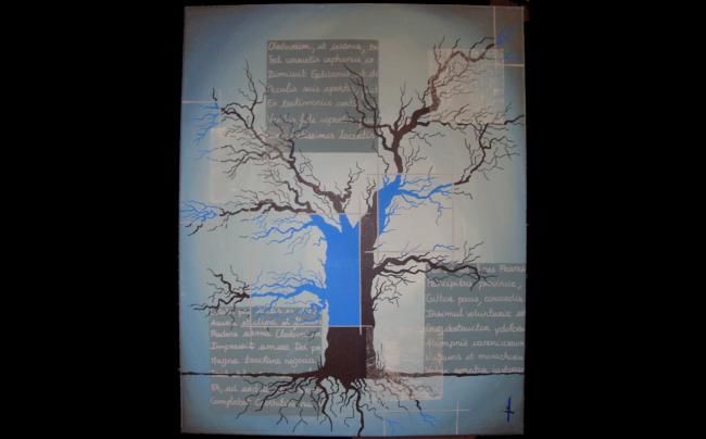 Peinture intitulée "Arbre Bleu Electriq…" par Jo-Creation, Œuvre d'art originale, Huile